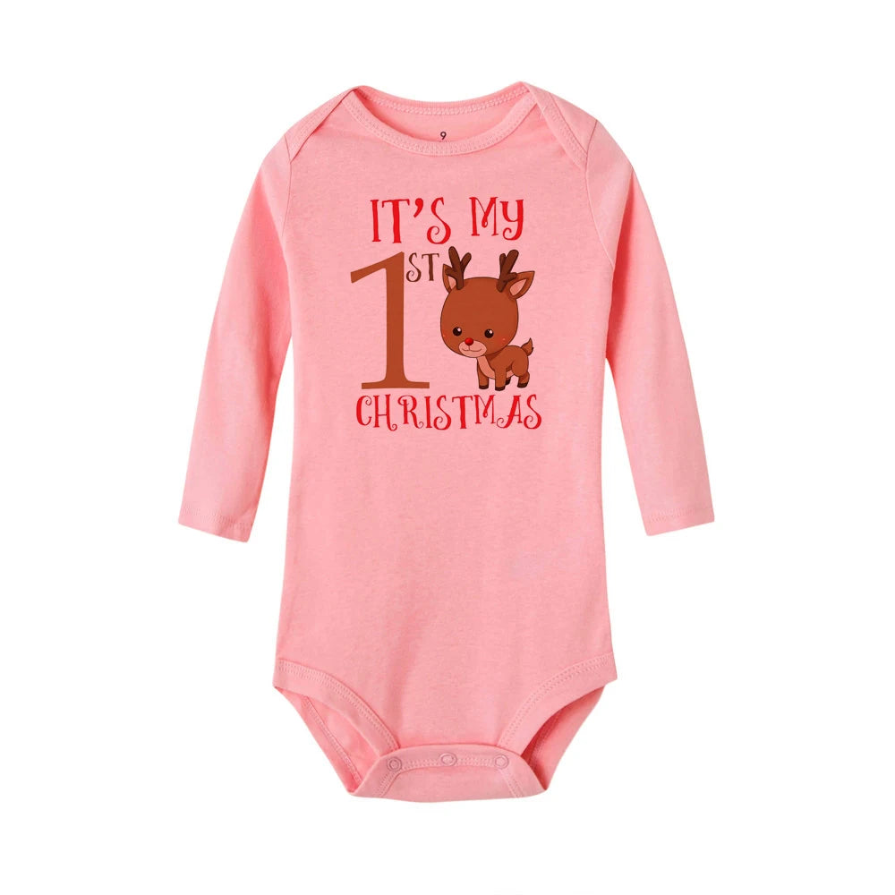 My First Christmas Baby Romper Long Sleeve Autumn Sprint Warm Baby Bodysuits Boys Girls Unisex Tee Shirts Casual Ropa