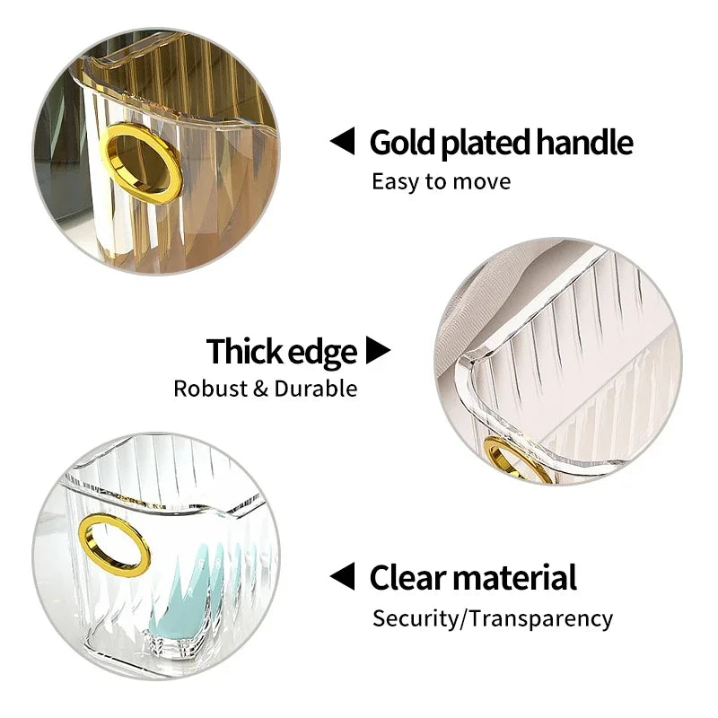 Cosmetics Box Desktop Storage Drawer Stackable Storage Box with Handle Makeup Organizers Basket Poatable Sundries Acrylic Rack