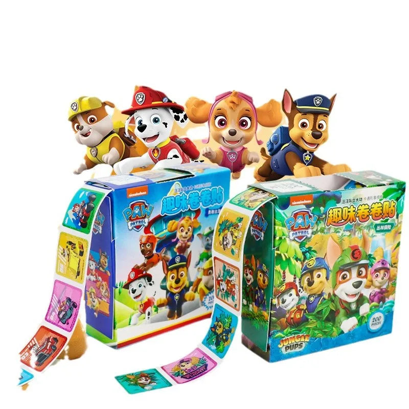 200PCS/Box Paw Patrol Cartoon Anime Stickers Kawaii DIY Stationery Cute Laser Sticker Portable Children's Reward Stickers Gift