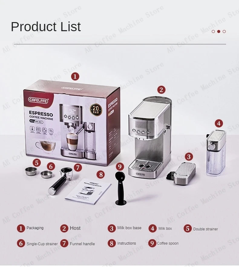 Automatic Coffee and Milk Frother All-in-one Machine 20bar Household Small Espresso Coffee Machine Multi-function Coffee Maker