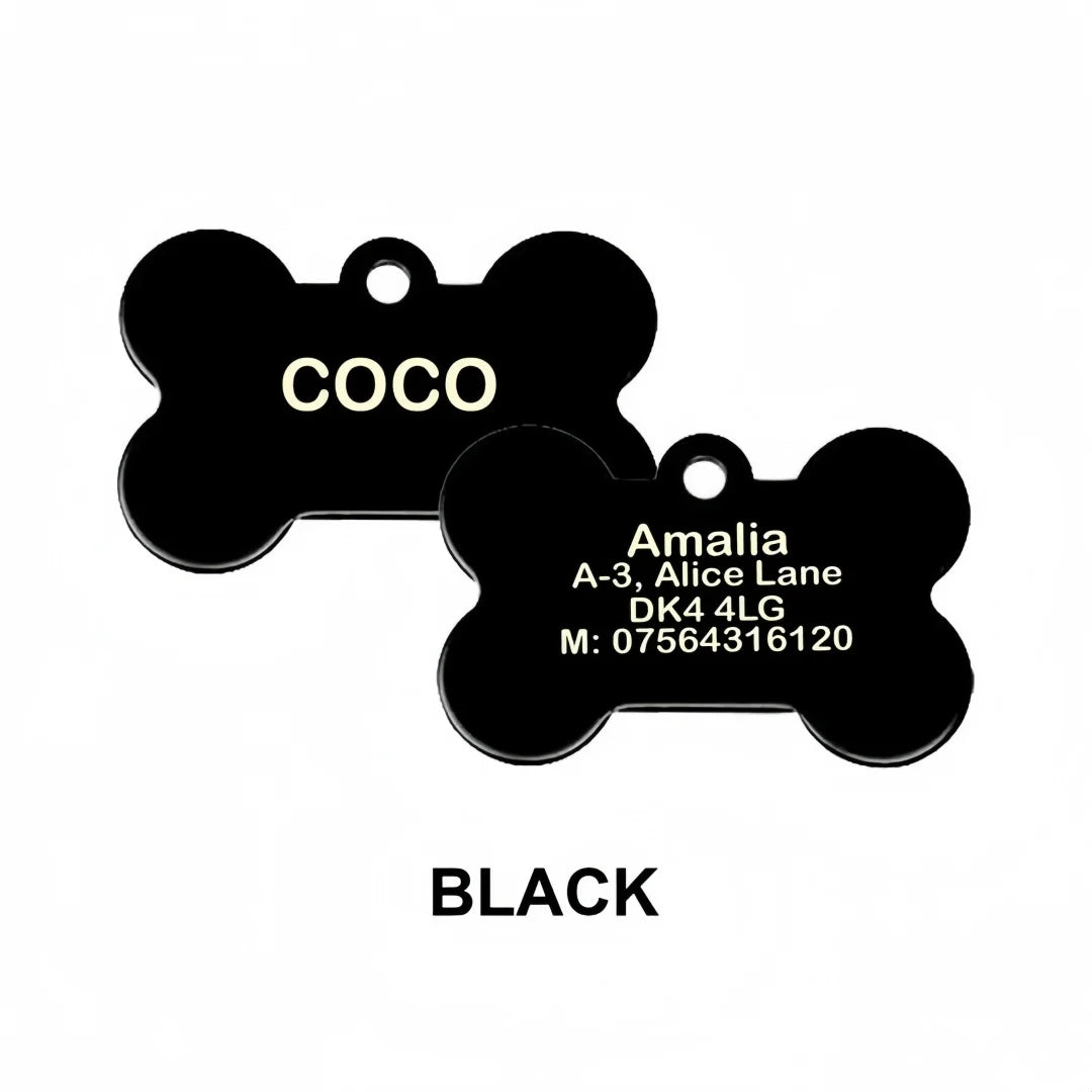 Personalized Pet ID Tag for Dogs & Cats - Deep Engraved Aluminum Collar Nameplate with Free Engraving |  Address, Number