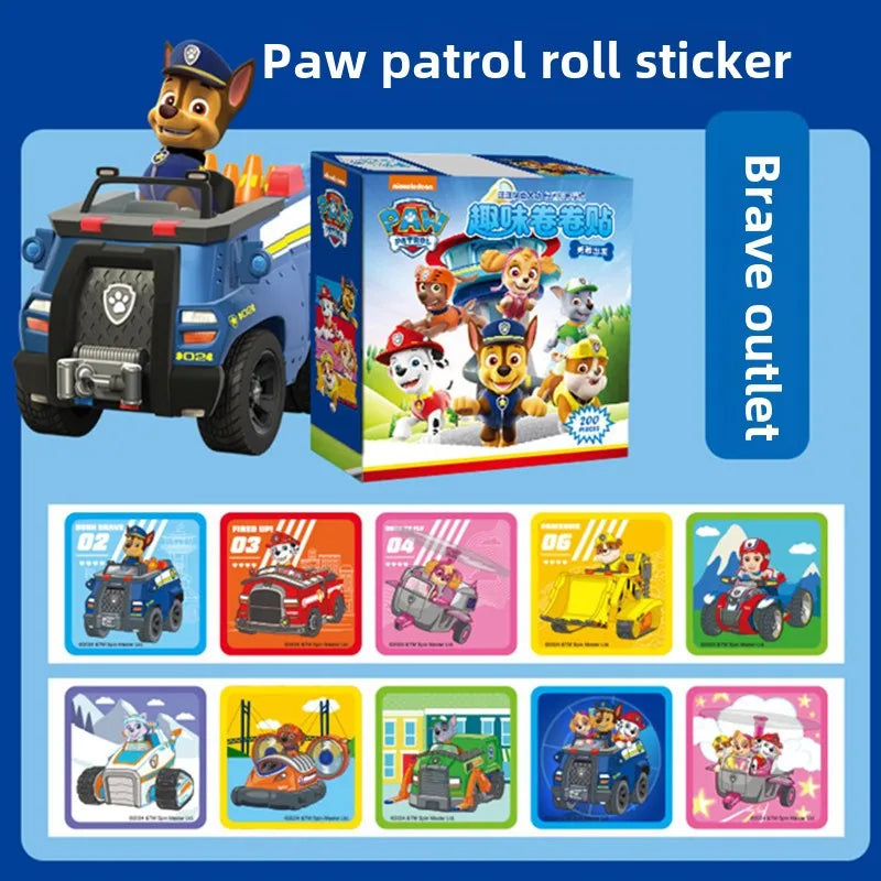 200PCS/Box Paw Patrol Cartoon Anime Stickers Kawaii DIY Stationery Cute Laser Sticker Portable Children's Reward Stickers Gift