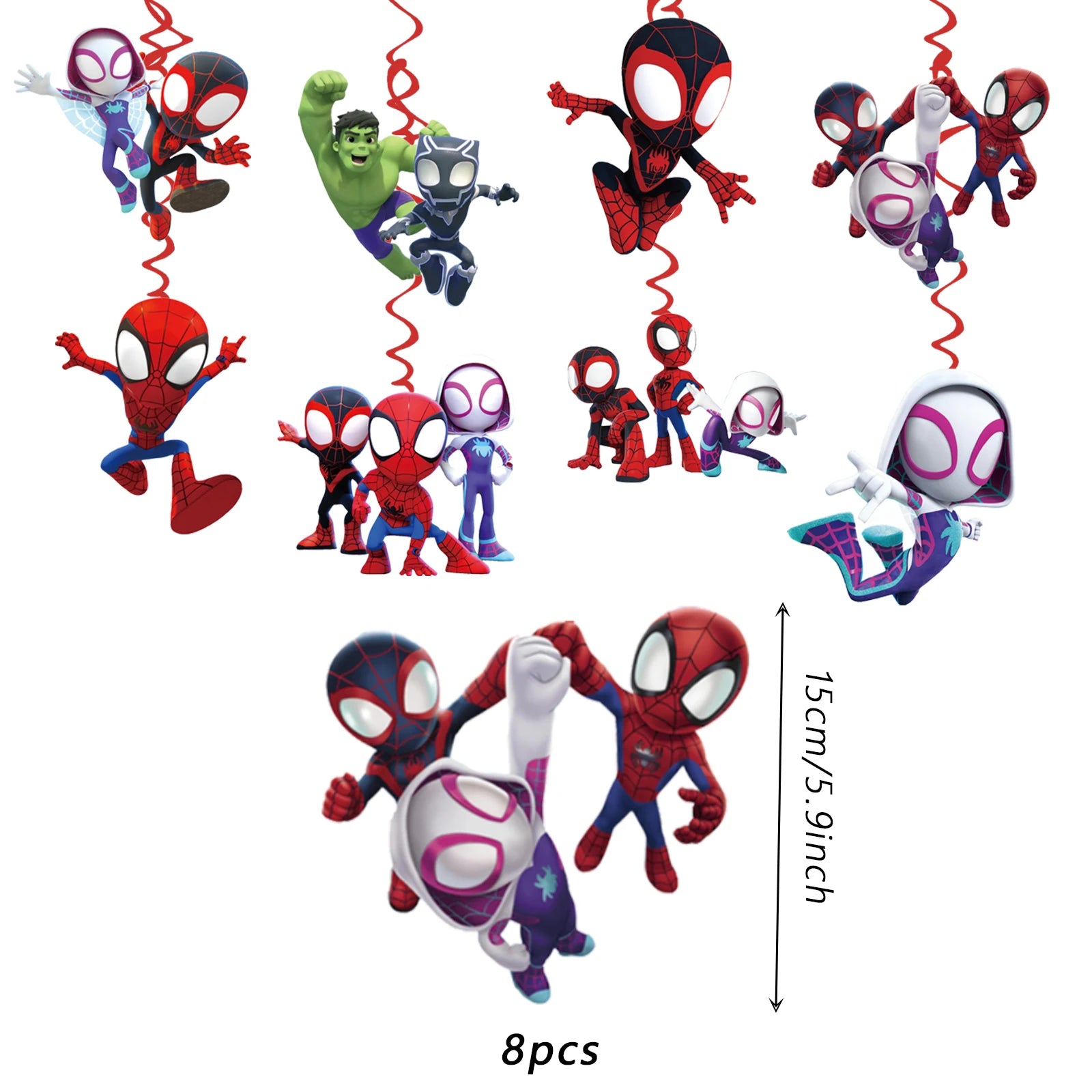 Spidey And His Amazing Friends Theme Kids Girls Favors Swirls Happy Birthday Events Party Decorations Ceiling Hanging Spirals