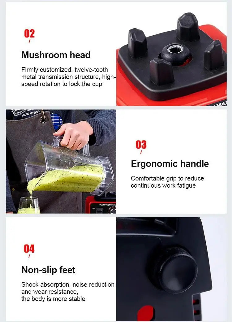 2000W Commercial Blender | Heavy Duty Food Processor & Ice Crush Mixer | High Power Juicer Stationary BPA-Free for Kitchen