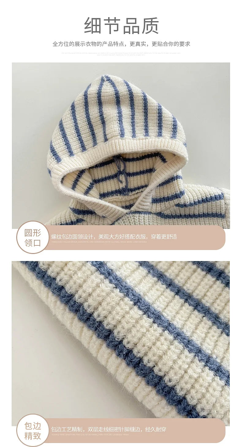 2025 Striped Knit Baby Rompers Knitted Infant Sweater Top New Born Baby Girl Clothes Ropa Bebe Bodysuits One-Pieces 0-24Months