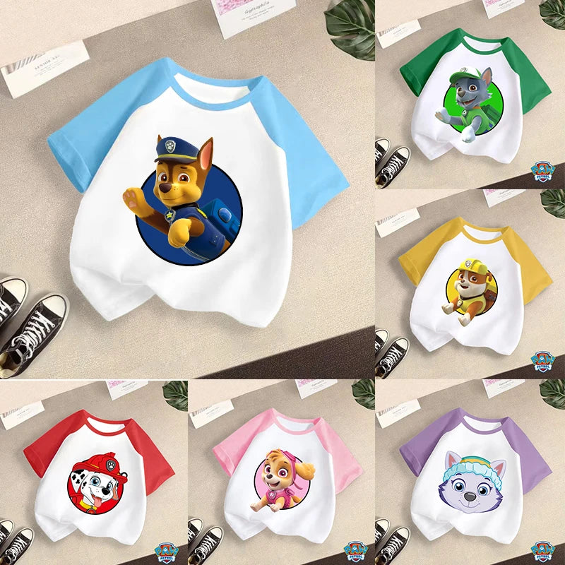 PAW Patrol T-shirt Children Clothing Chase Skye Cartoon Anime Short Sleeve Boy Girl Kawaii Fashion Tee Cute Kid Home Clothes Top