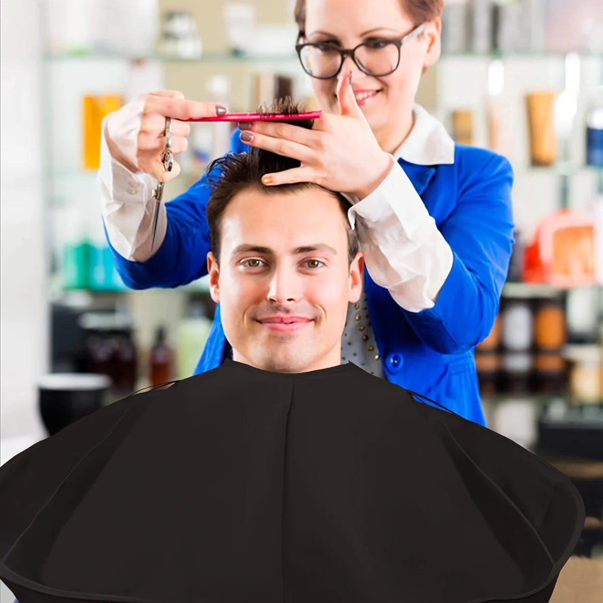 Cape de coiffeur avec peigne - Tablier de barbier pliable
