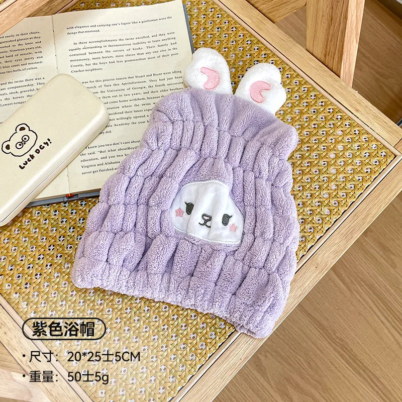 Dry Hair Hat Children Coral Velvet Cartoon Shower Cap Rabbit Ear Dry Hair Hat Wholesale Adult Female Dry Hair Towel