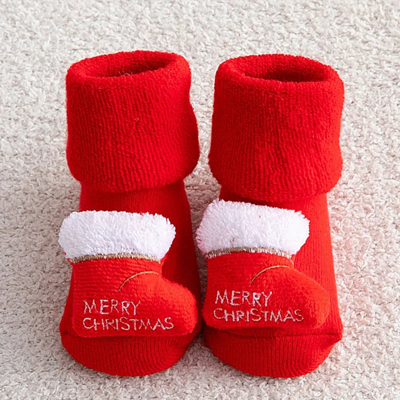 Baby Christmas Socks Kids Children's Socks for Girls Boys Non-slip Print Cotton Toddler for Newborns Infant Short Socks Clothing