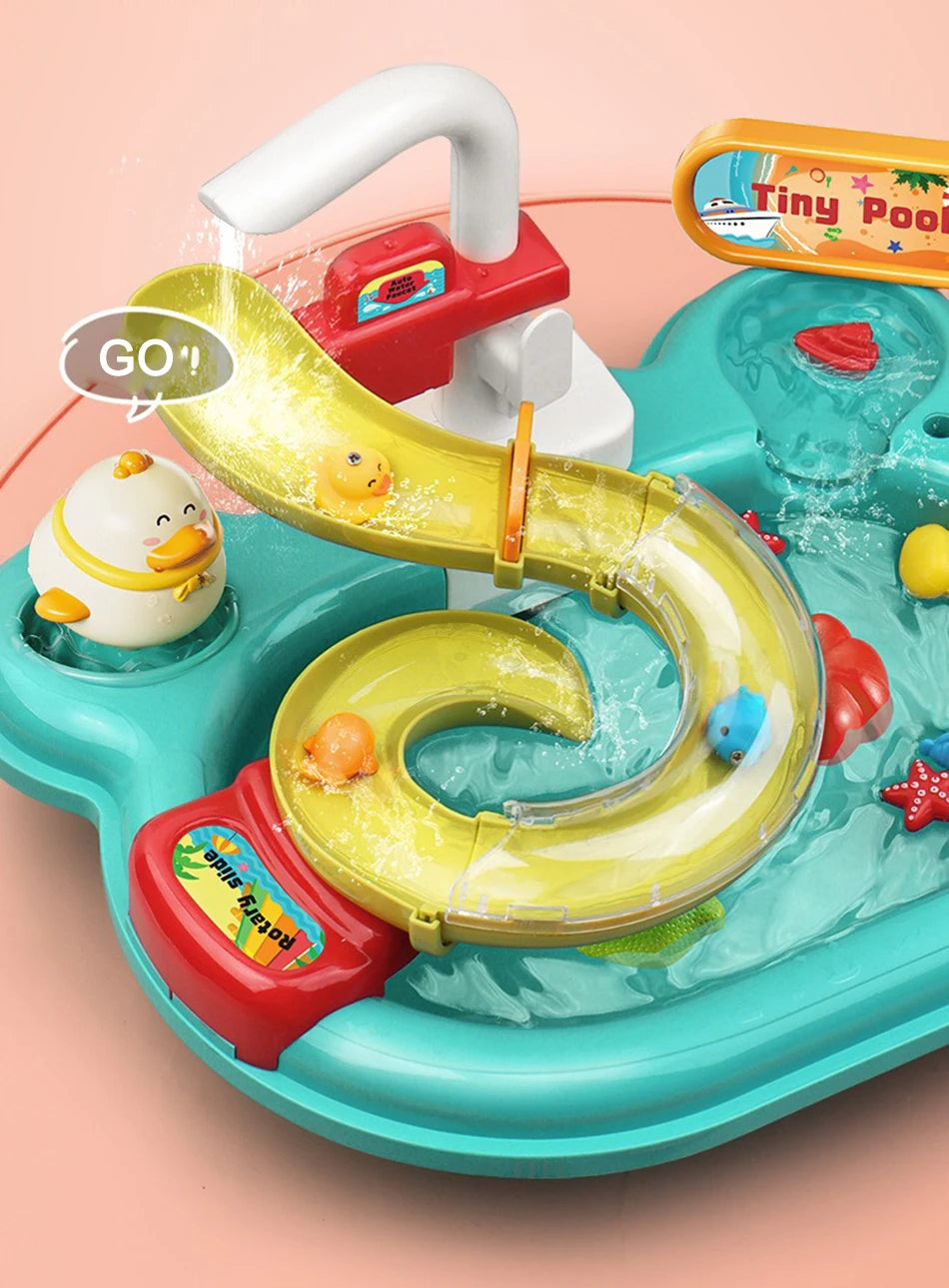 Kids Kitchen Sink Toys Electric Dishwasher Playing Toy With Running Water Pretend Play Food Fishing Toy Role Playing Girls Gift