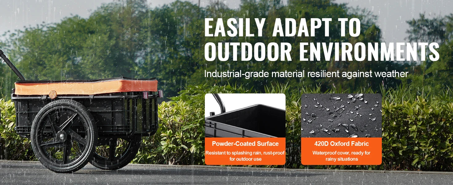 SucceBuy 88Lbs Bike Cargo Trailer Bicycle Wagon Cart Foldable Storage with 16" Wheels & Safe Reflectors Fits 24"-28" Bike Wheels