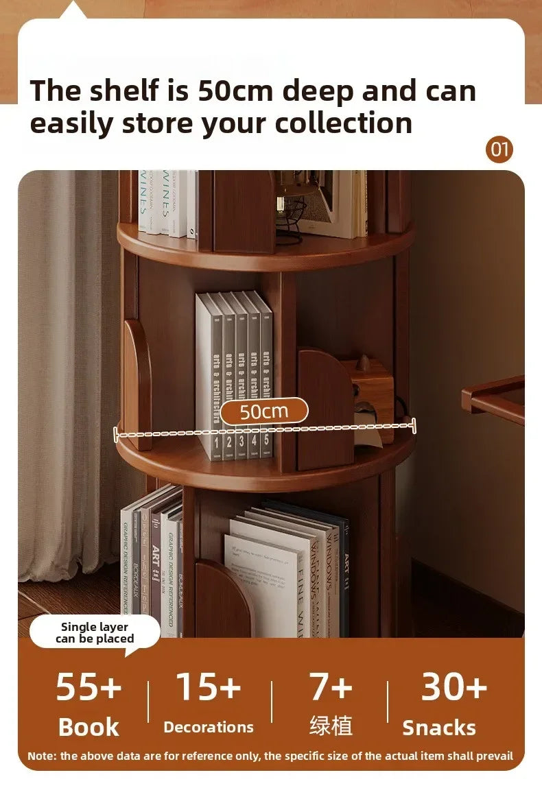 360 °   Bibliothèque rotative – Armoire de rangement mobile pour la maison et le salon