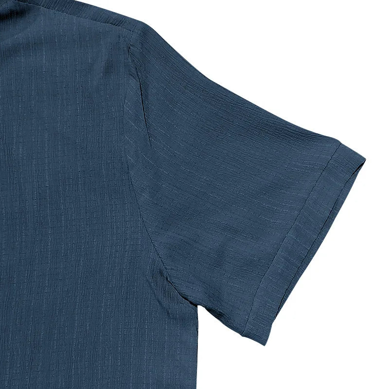 Summer European and American Style Men's Clothing Short Sleeve Cardigan Suit Men's Casual Loose Short Sleeves Shorts Beach Suit