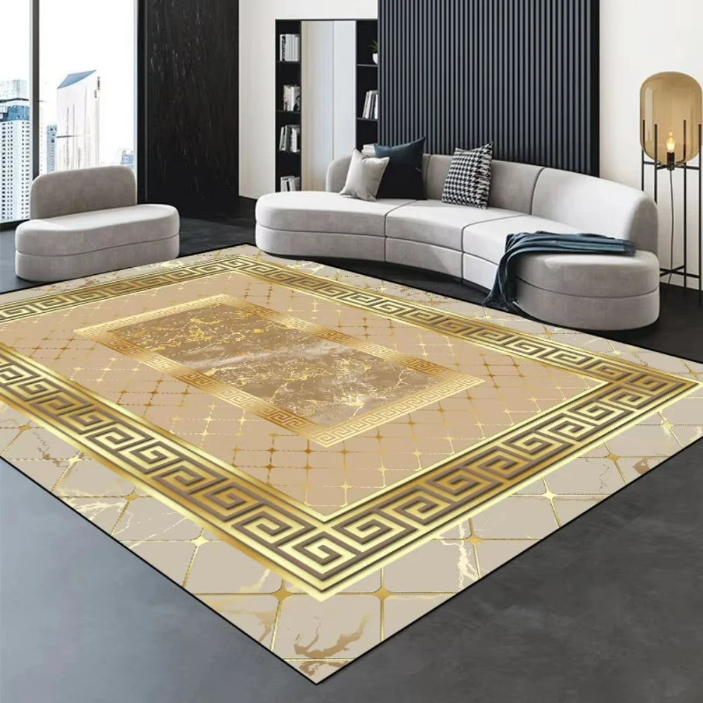 Modern Golden Luxury geometric abstract Carpet Living Room Decor Sofa Rug Bedside Soft Area Rug Balcony Coffee Table Floor Mat