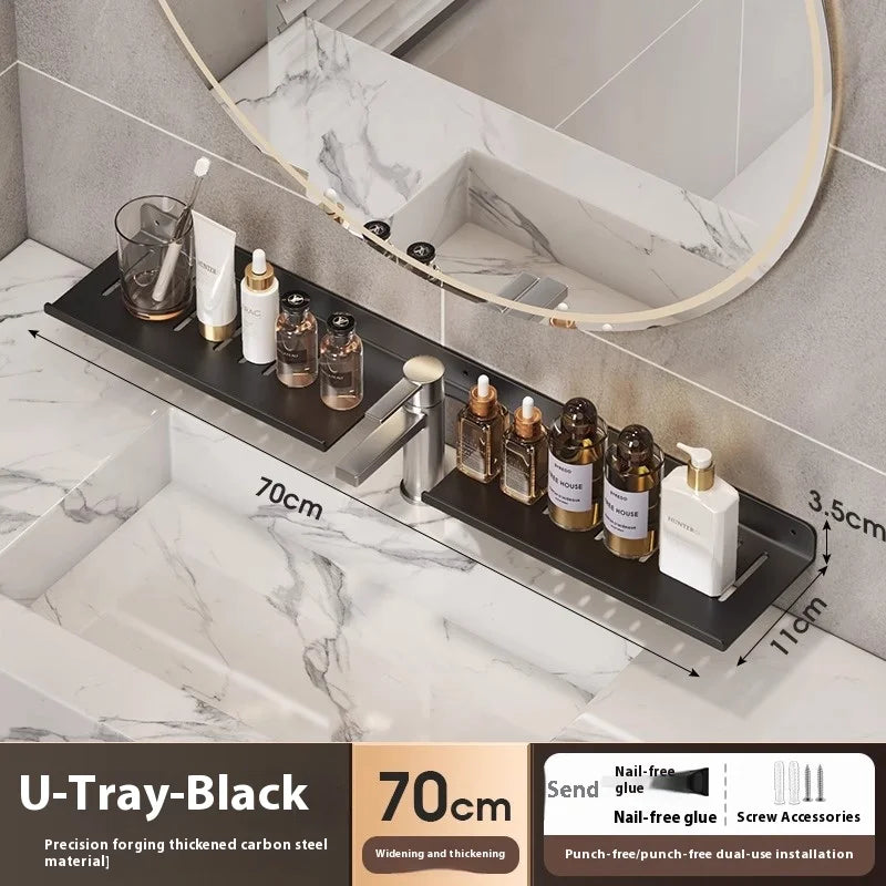 Kitchen and bathroom storage rack, washbasin rack, suction cup mirror, front rack, bathroom sink, faucet, wall mounted