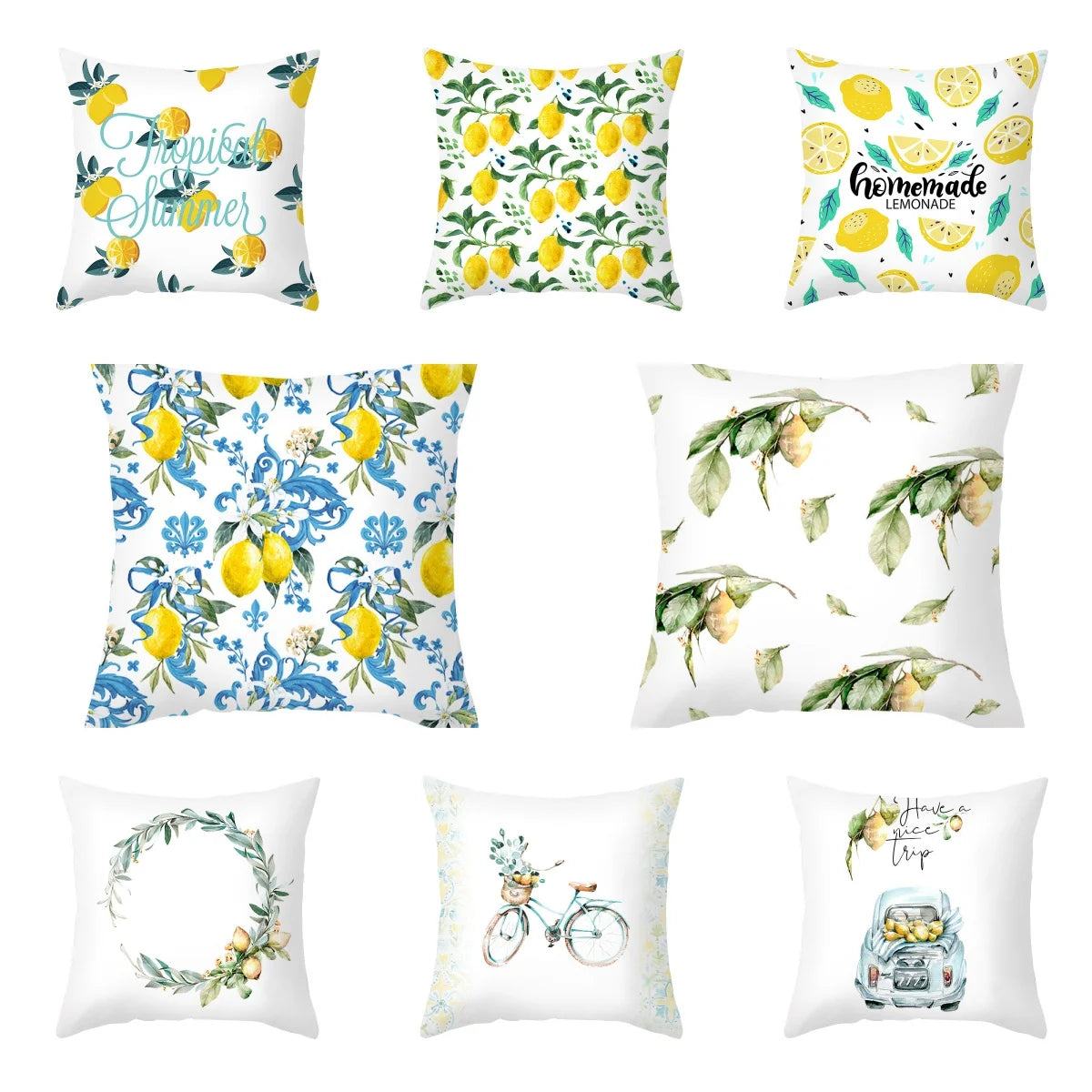 Yellow Lemon Pattern Cushion Cover Summer Decorative Pillow Covers Single Sided Printed Pillow Covers For Sofa Bedroom Office