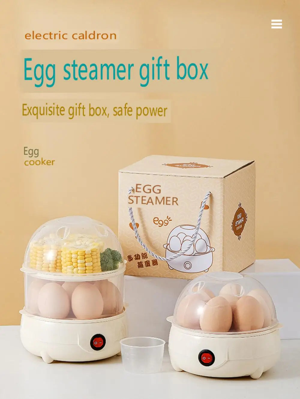 Mini Egg Boiler 1 or 2 Layers Electric Egg Cooker Automatic Power-Off Egg Steamer Kitchen Steamed Breakfast Cooking Appliances