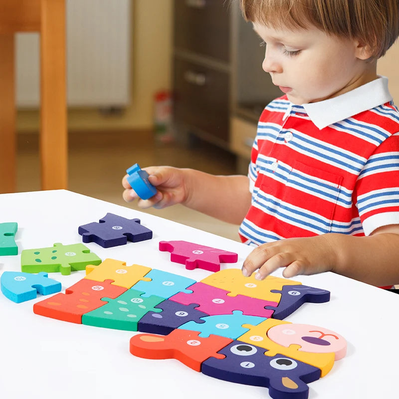 High Quality Large Animal 3D Wooden Puzzle Baby Cartoon Animal Jigsaw Early Learning Cognition Game Puzzle Toys for Children