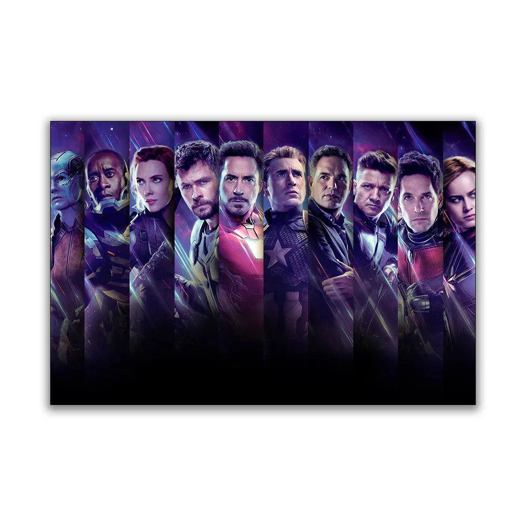 MINISO Marvel Avengers4：Endgame Movie Wall Art Posters All Ages Home Decor Room Marvel Superheroes Group Photo Canvas Painting