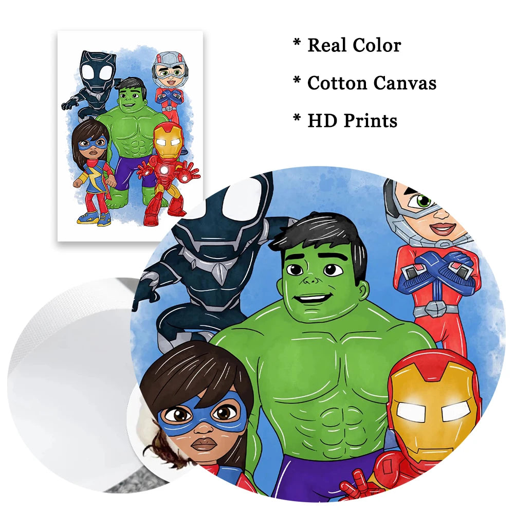 3 PCS Colorful Spidey & Friends Wall Art Poster Watercolor Splatter Art Print Boys Playroom Decor Superhero Nursery Art Canvas