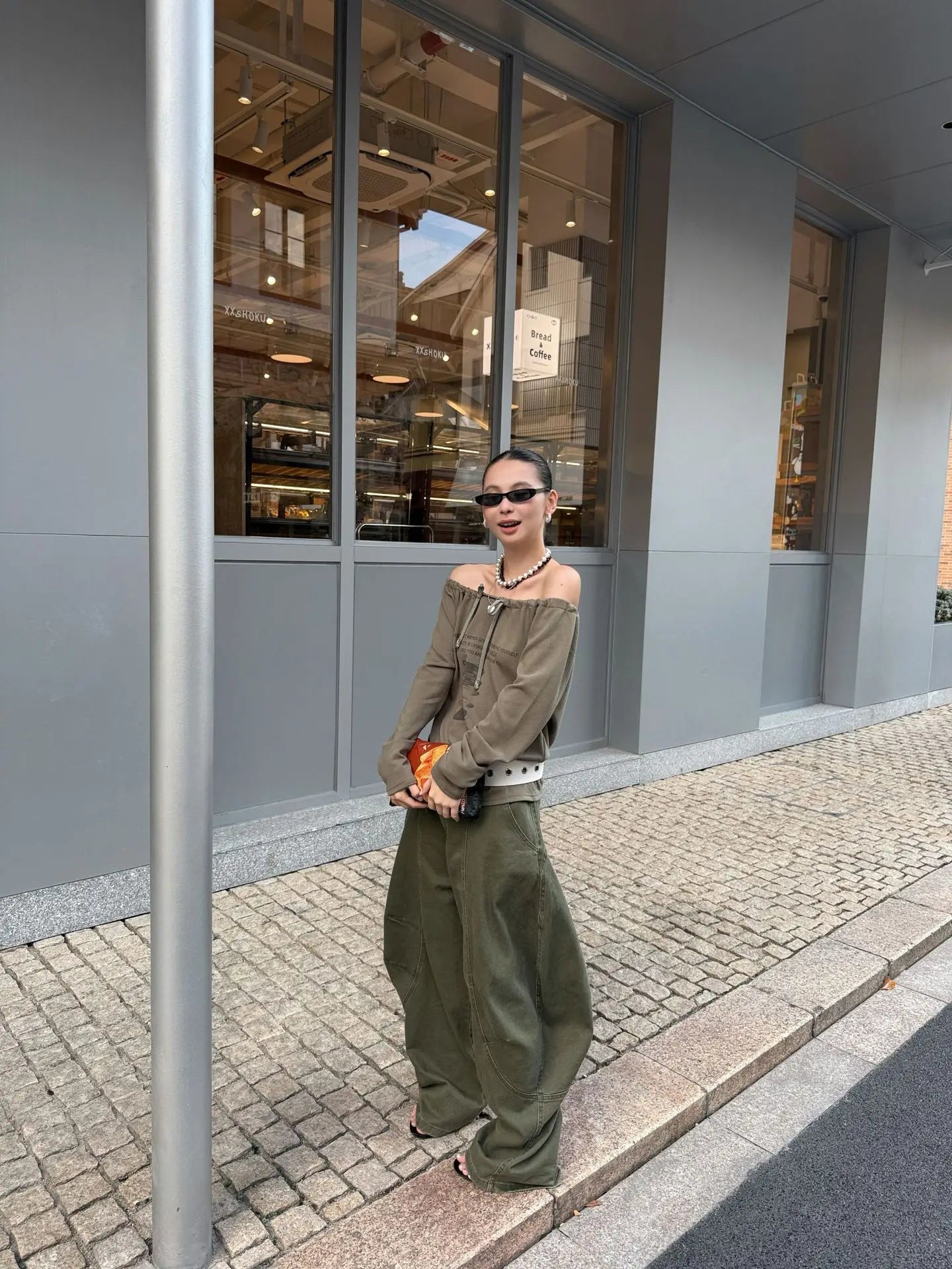 DEAT Fashion Splicing Silhouette Curved Jeans Women's High Waist Loose Wide Leg Denim Pants Autumn New 7A1005