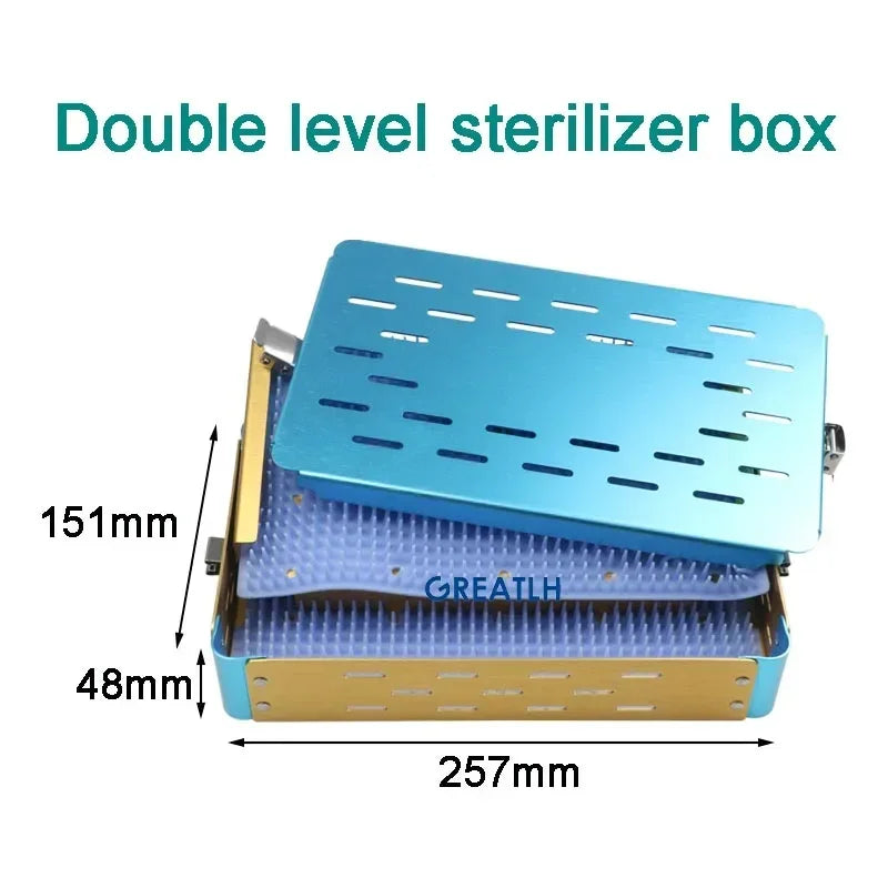 Disinfection Box Sterilization Tray Box Case with Silicone Pad Autoclavable Box