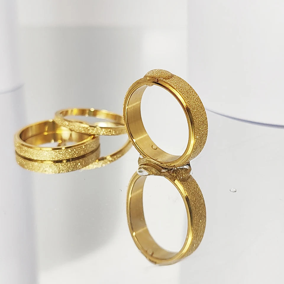 eManco Minimalist Personalized Frosted Stainless steel Women's ring Gold Color/Silver Color 2/3/5MM Wide Gold Girl Jewelry