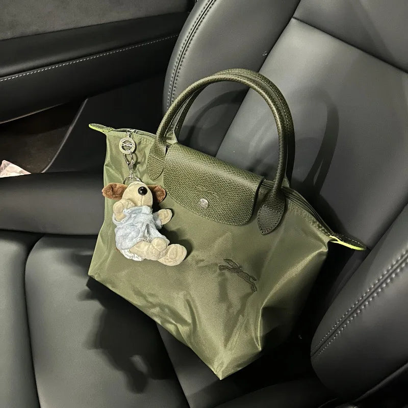 1 Women foldable hobos nylon Handbag Bags Classics Lady Tote Bag embroidered Shoulder Bags short and longchamp handles bags