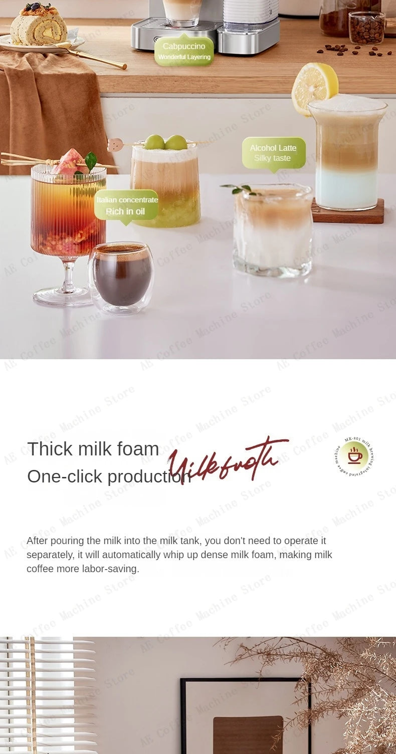 Automatic Coffee and Milk Frother All-in-one Machine 20bar Household Small Espresso Coffee Machine Multi-function Coffee Maker