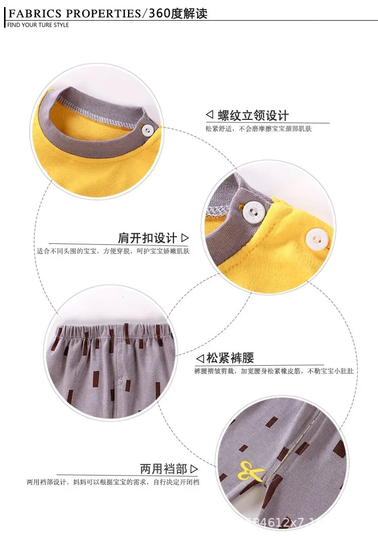 Baby Boys Clothes Sets cotton Bear Boys Girls Long Sleeve Top +Pants 2pcs Kids Clothes pajamas Suit