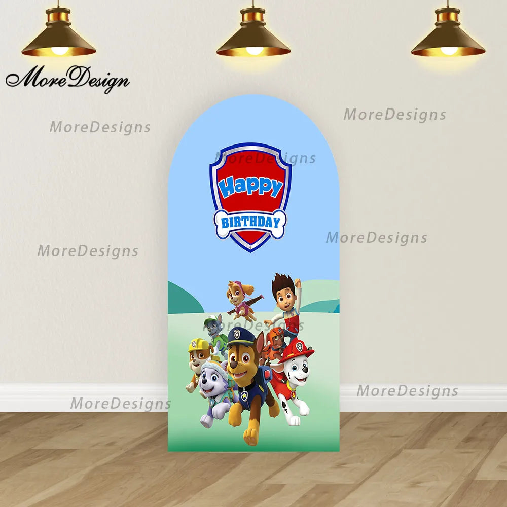 Paw Patrol Arch Covers Kids Birthday Party Photo Backdrop Baby Shower Decoration Cover Double-sided Zipper Photography Props