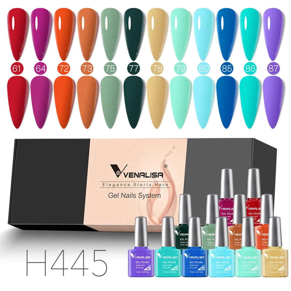 12pcs/kit Venalisa Vernis à ongles gel pigmentée Terre brune