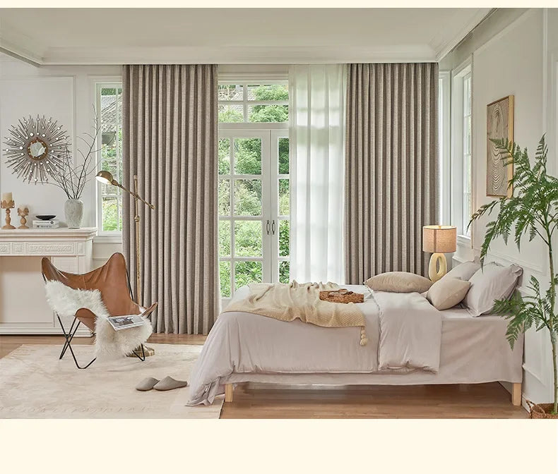 100% Blackout Japanese Modern Simple Curtains for Bedroom Living Dining Room Soundproof Textured Bamboo Window Decor Customized