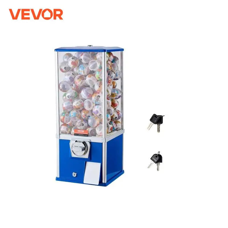 SucceBuy 25inch Gumball Machine for Kids PS 230 Capsule Toys Rectangle Blue For Game Stores Coin Operated Gumball Bank
