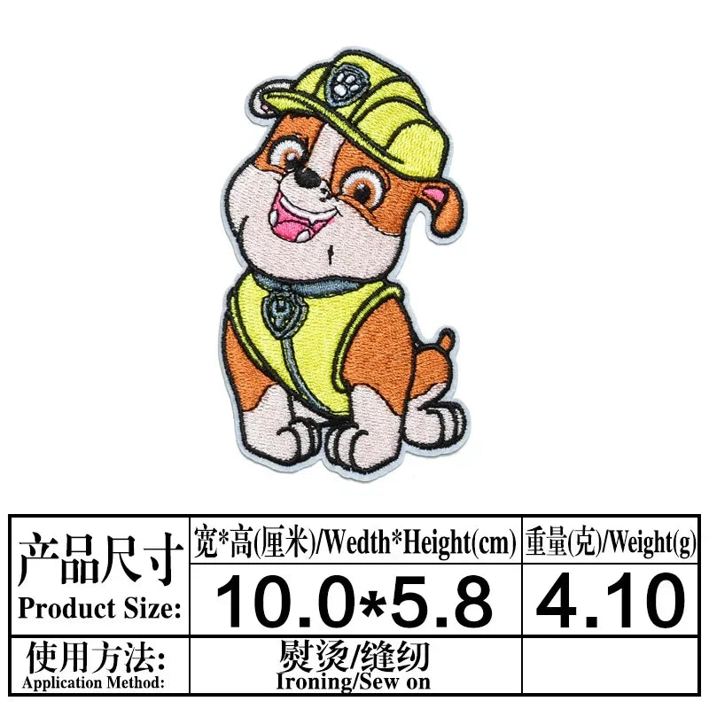 Paw Patrol Cartoon Dogs Patches for Clothing Cute Self-Adhesive Patch Iron on Embroidery Patches on Clothes Applique Fabrics
