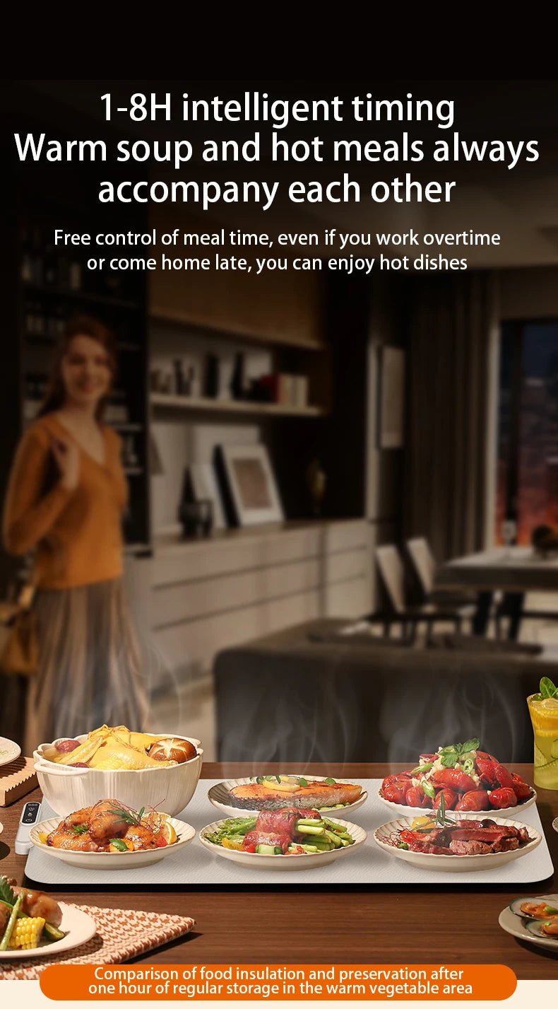 Electric Warming Tray Food Warmer Plate Foldable Portable Smart Food Fast Heating Mat Electric Warming Tray Food Warming Board