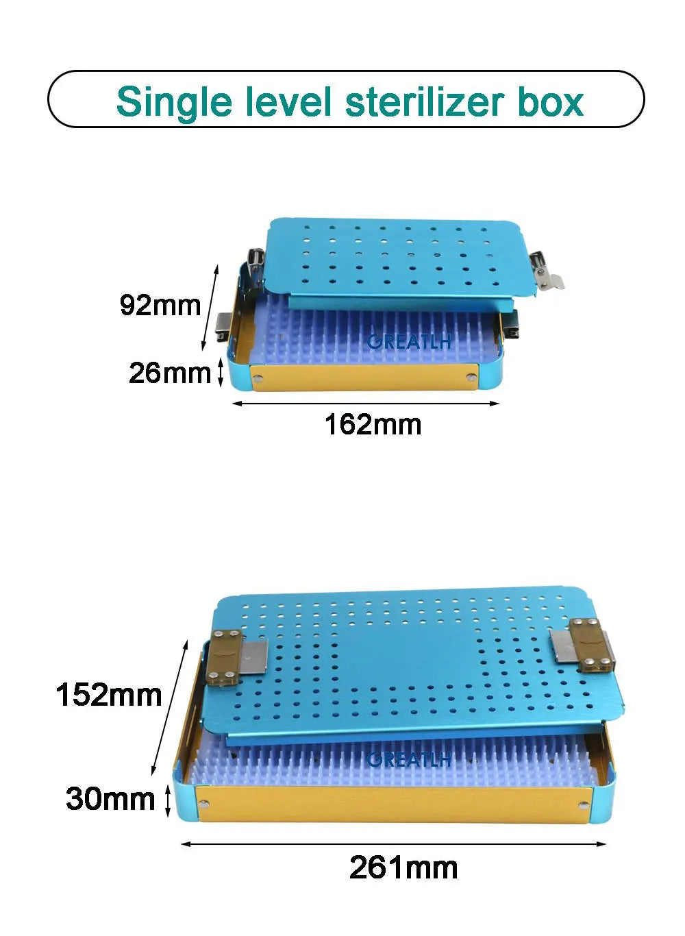 Disinfection Box Sterilization Tray Box Case with Silicone Pad Autoclavable Box