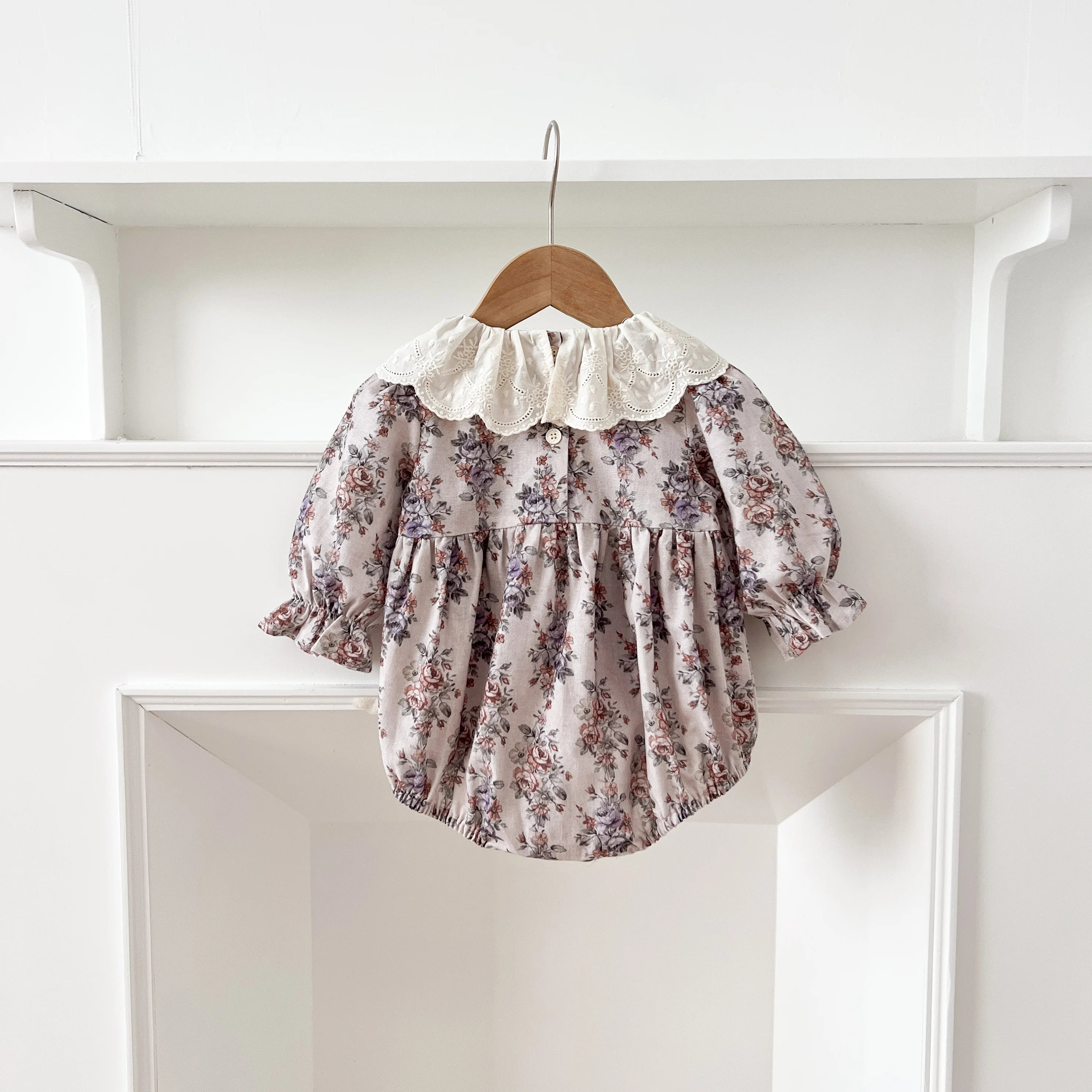 Infant Clothes 0-24M Infant Floral Baby Girl Bodysuit Cute Peter Pan Muslin Babe Girls Jumpsuit Autumn Newborns Clothing Romper