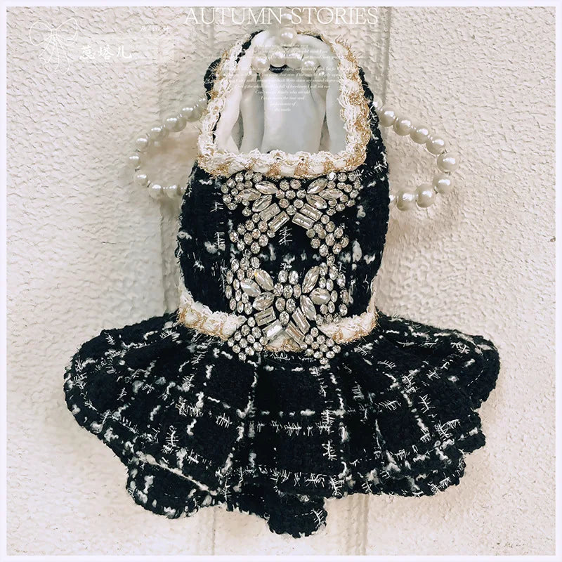 Luxury Brand Classic Thickened Pet Dress Autumn Winter Custom-Made Exquisite Dog Coat Skirt Thickened