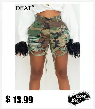 DEAT Fashion Splicing Silhouette Curved Jeans Women's High Waist Loose Wide Leg Denim Pants Autumn New 7A1005