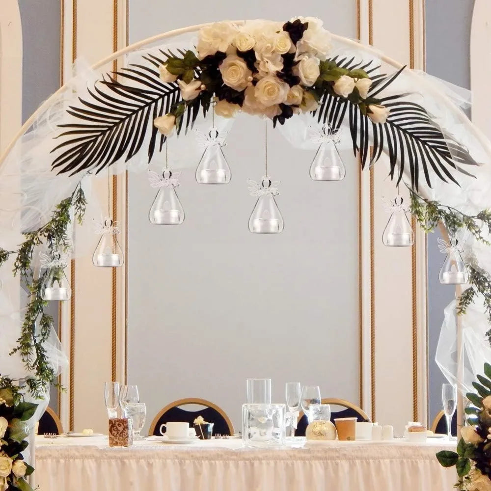 6/12 قطعة من حاملات الشموع الزجاجية الكريستالية اللطيفة على شكل ملاك لطاولة حفلات عيد الميلاد وعيد الشكر والنباتات الهوائية