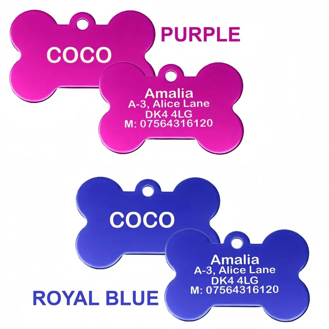 Personalized Pet ID Tag for Dogs & Cats - Deep Engraved Aluminum Collar Nameplate with Free Engraving |  Address, Number