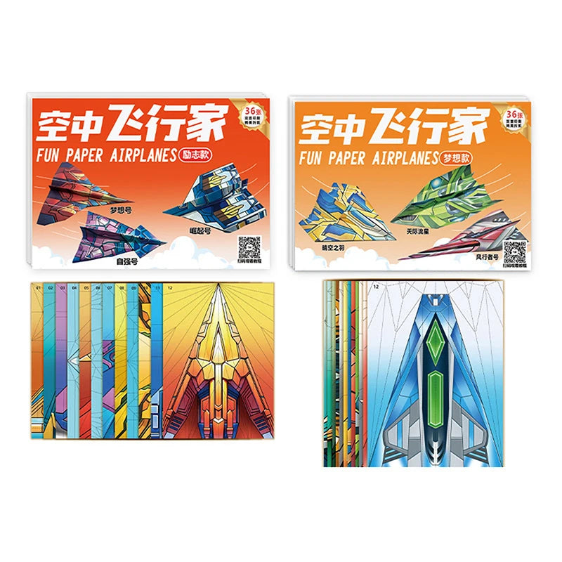 1set Paper Airplane Origami Belt Tutorial For Children Fun Handmade Three-dimensional Airplane For Baby Educational Toys