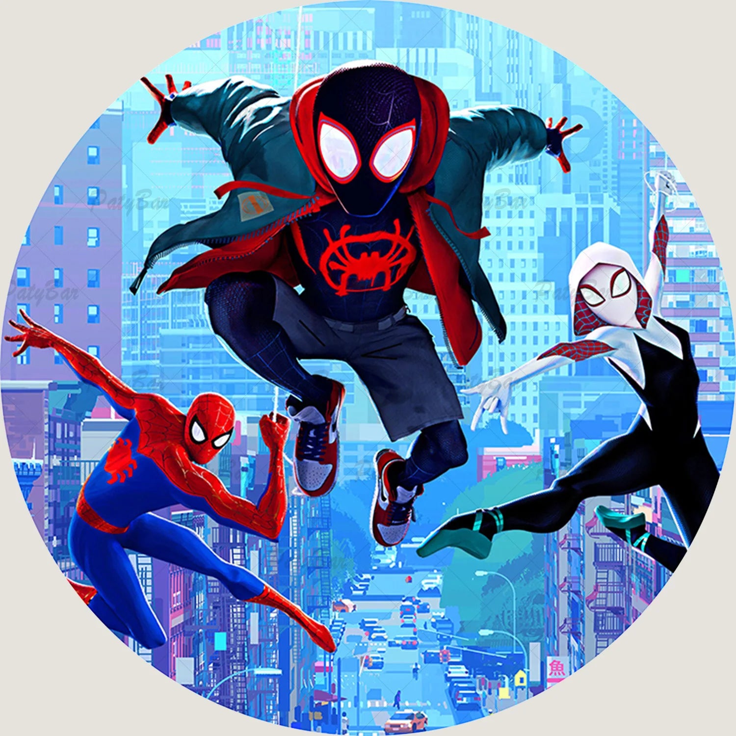 Round Spidey and Amazing Friends Background Kids Birthday Party Backdrop Spider Circle Banner Photography Studios Props