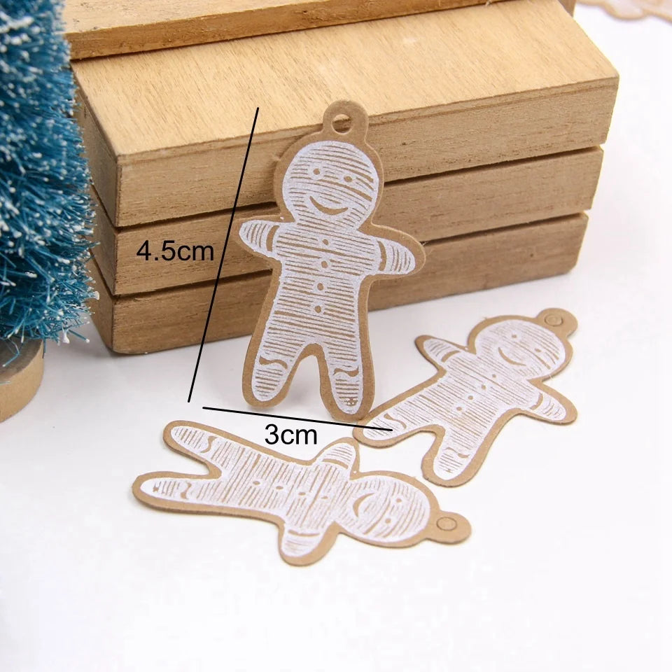 50PCS Christmas Kraft Paper Tags Handmade/Thank You DIY Crafts Hanging Tag With Rope for Christmas Gift Wrapping Supplies Favors