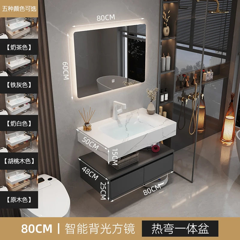 Armoire de salle de bain légère en bois massif, toilettes de rangement Vintage, vanité de salle de bain, miroirs de maquillage, meubles Para Banheiro