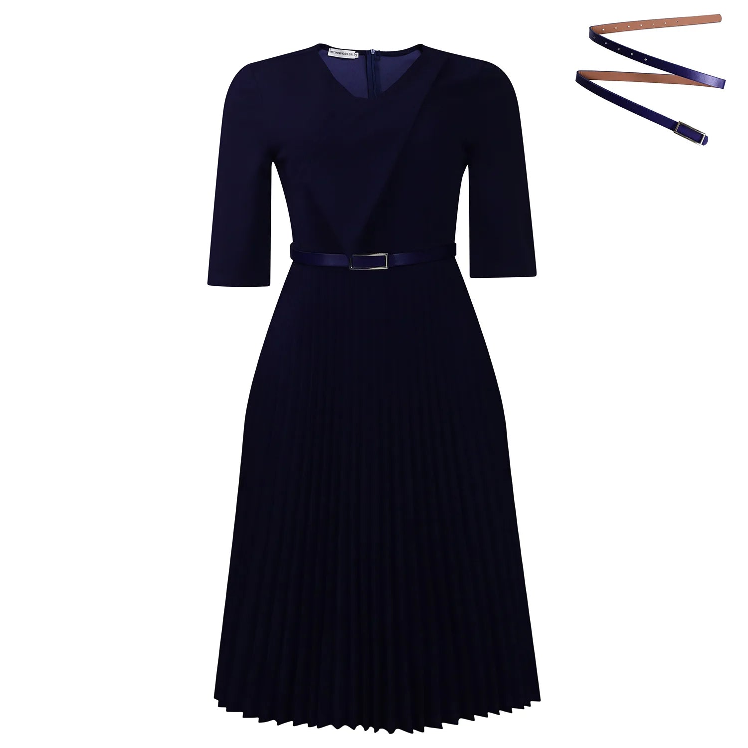 Women's plus Size Pleated Dress V-Neck Solid Color Summer 2025 Fashion Temperament New Design