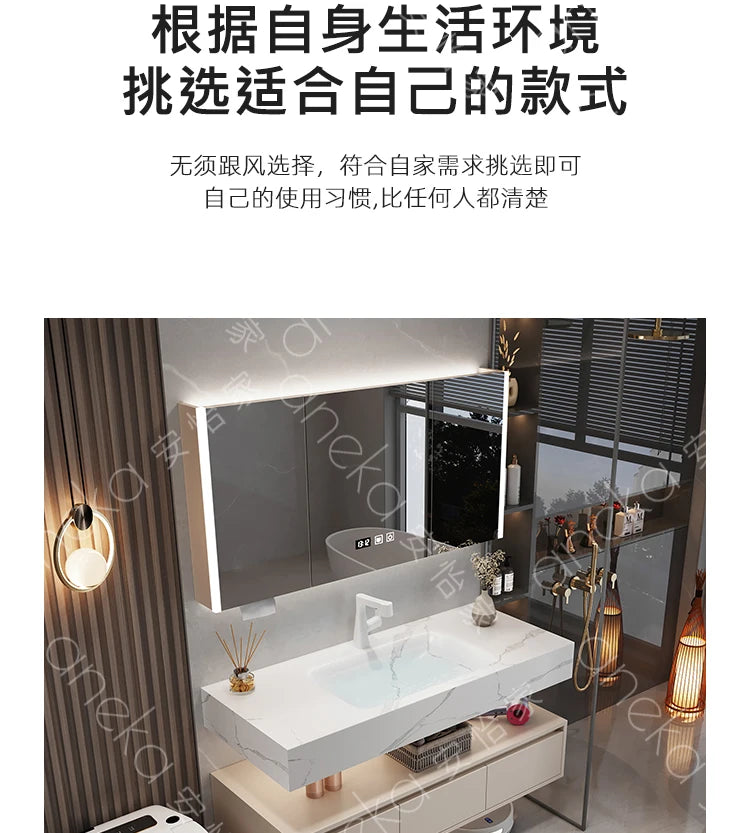 Armoire de salle de bain légère en bois massif, toilettes de rangement Vintage, vanité de salle de bain, miroirs de maquillage, meubles Para Banheiro