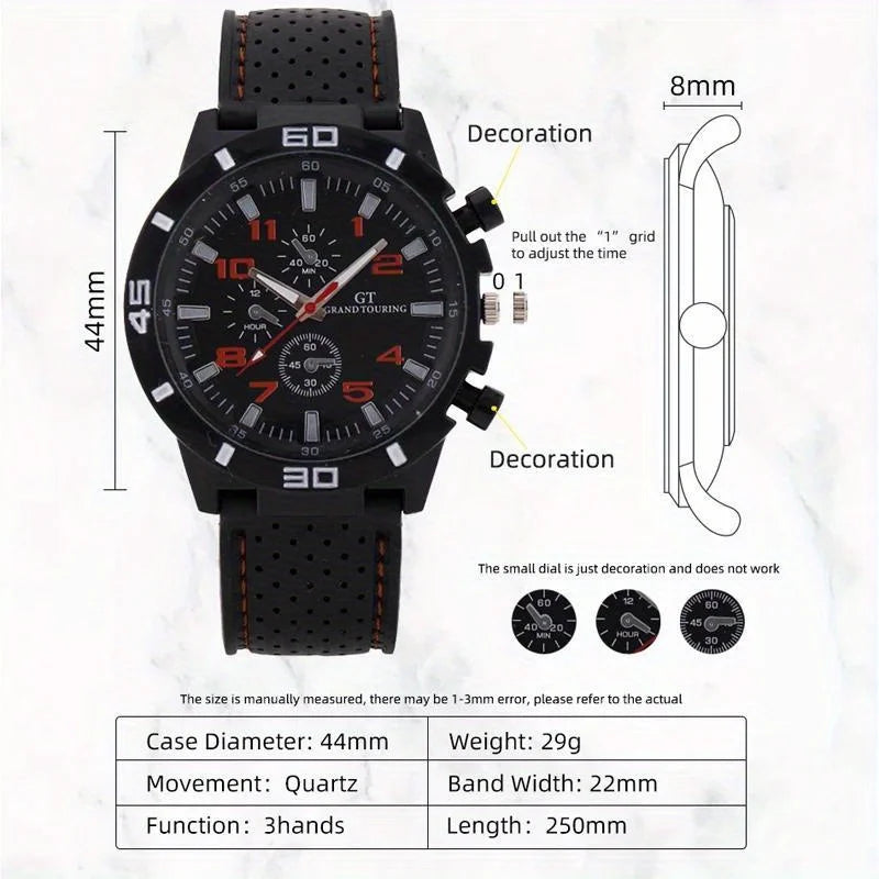 3pc/set Fashion Simple Mens Watch Analog silicone Male Watch Casual Men's Quartz Wrist Watch Ideal Choice for Thanksgiving Gifts