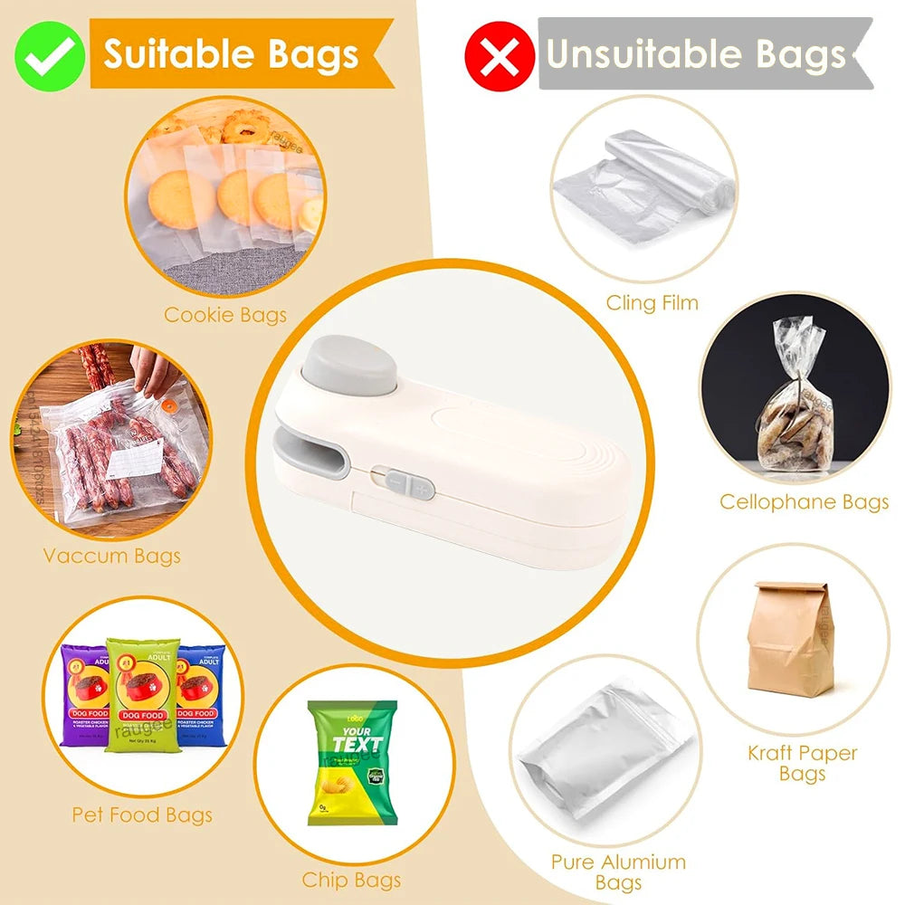 Mini Heat Bag Sealing Machine Plastic Bag Sealer Portable Thermal Plastic Bag Sealer Mini Handheld Plastic Bags Sealing Machine